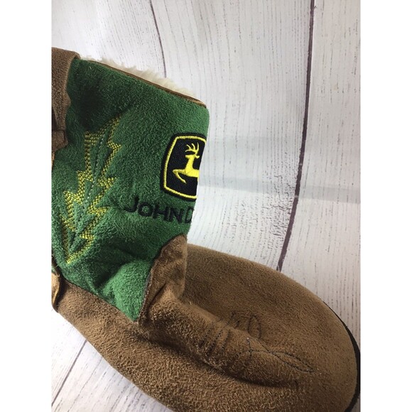 John Deere Cowboy Boot Slippers Boys Brown/Green Youth L/XL 3-5 - Picture 4 of 16